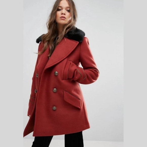 Free People Jackets & Blazers - FREE PEOPLE Sedgwick Red Wool Double Breasted Coat